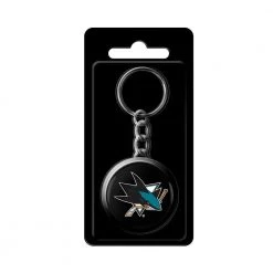 InGlasco NHL Puck Keychain - San Jose Sharks