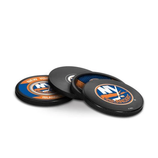 InGlasco Puck Coasters Pack - New York Islanders -InGlasco Sales inglasco puck coasters pack new york islanders