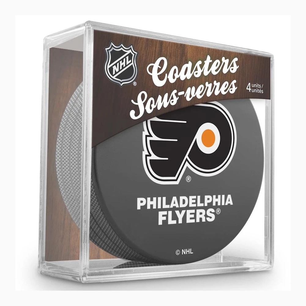 InGlasco Puck Coasters Pack - Philadelphia Flyers 4 InGlasco Puck Coasters Pack - Philadelphia Flyers - Image 2