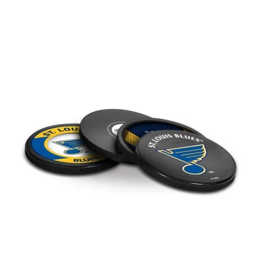 InGlasco Puck Coasters Pack - St. Louis Blues -InGlasco Sales inglasco puck coasters pack st louis blues